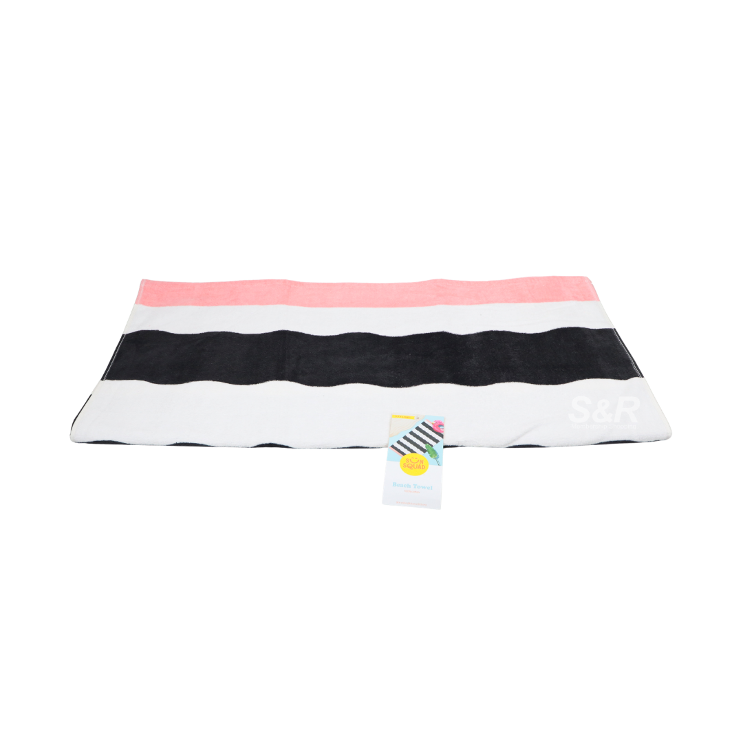 Sun Squad 32in x 62in Black & Pink Stripe Summer Beach Towel